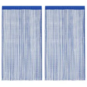 Zasłony sznurkowe, 2 sztuki, 100 x 250 cm, niebieskie