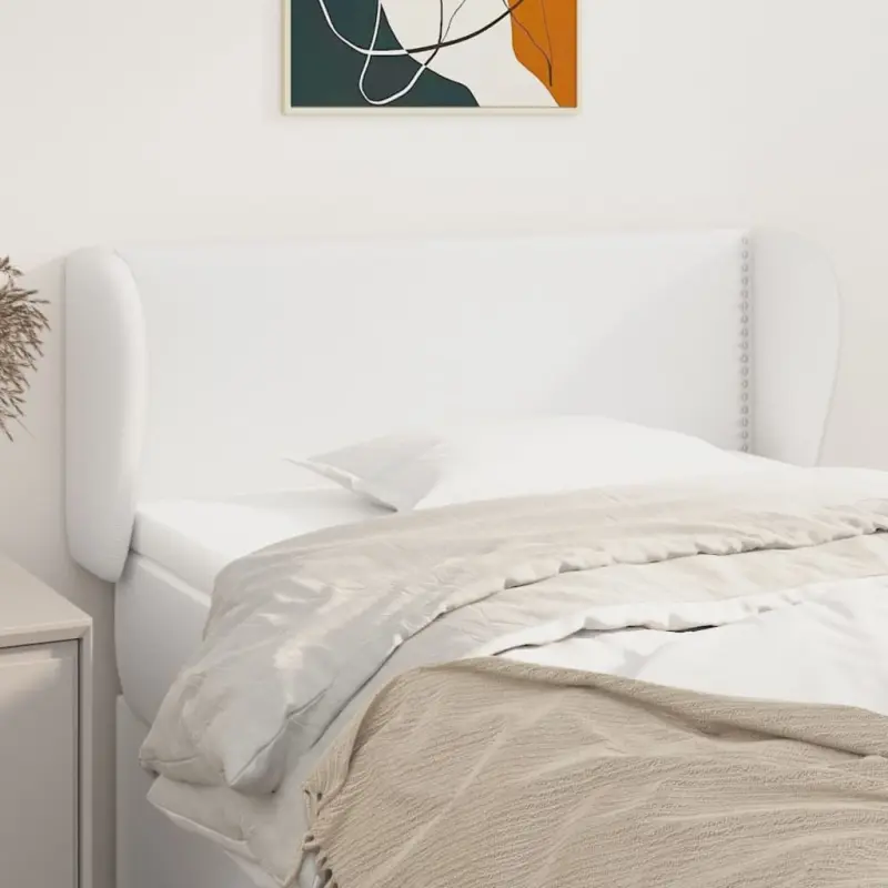Zagłówek uszak, biały, 103x23x78/88 cm, sztuczna skóra