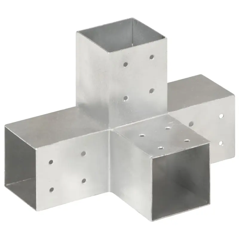 Łącznik do słupków w kształcie X, galwanizowany metal, 81x81 mm