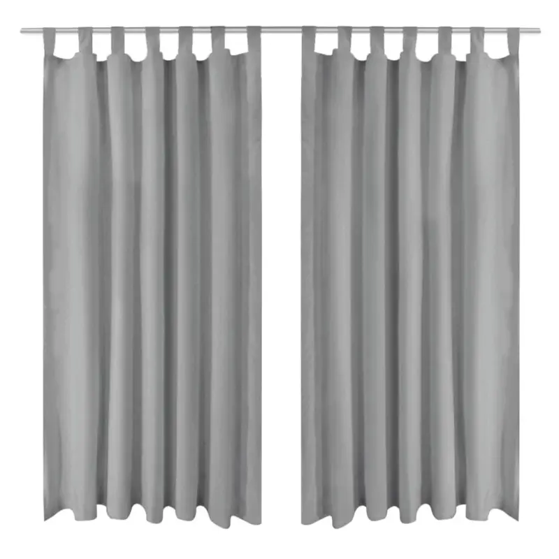 Zasłony z mikrosatyny, 2 szt., z pętelkami, 140 x 225 cm, szare