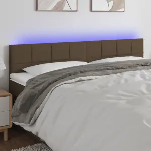 Zagłówek do łóżka z LED, taupe, 200x5x78/88 cm, tkanina