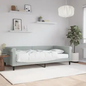 Sofa z materacem do spania, jasnoszara, 100x200 cm, aksamit