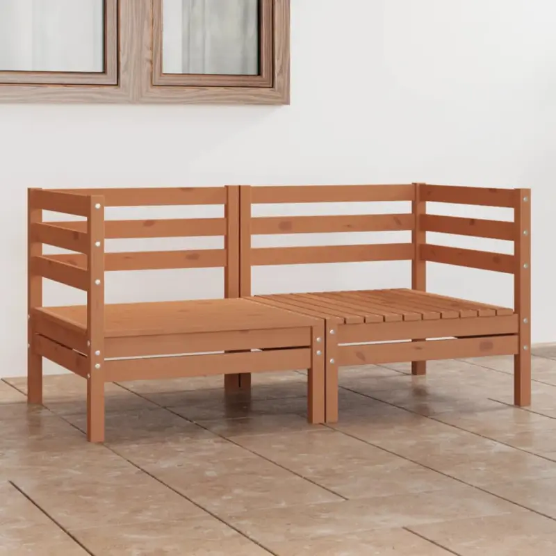 2-osobowa sofa ogrodowa, miodowy brąz, lite drewno sosnowe