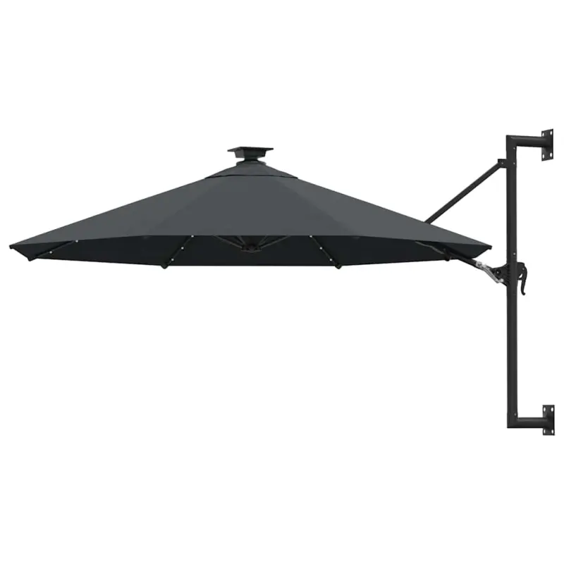 Parasol ogrodowy z LED, ścienny, 300 cm, antracytowy