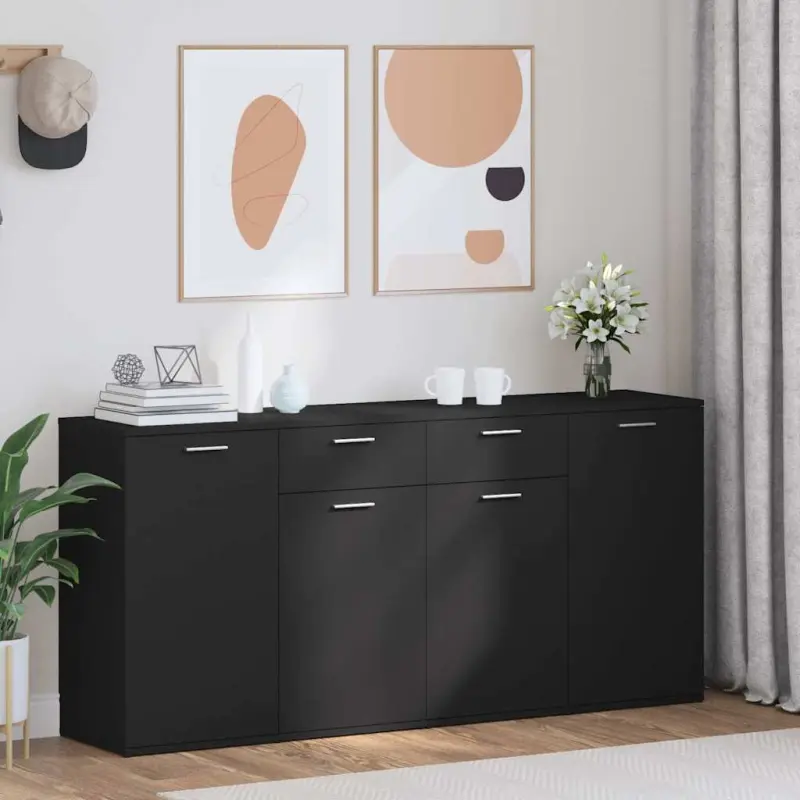 Szafka, czarna, 160x36x75 cm, materiał drewnopochodny