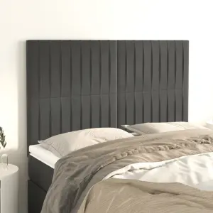 Zagłówek ciemnoszary 144x5x118/128 cm aksamit