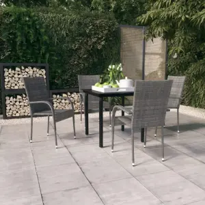 Meble ogrodowe 5-częściowy zestaw rattan PE stal szaro-czarny