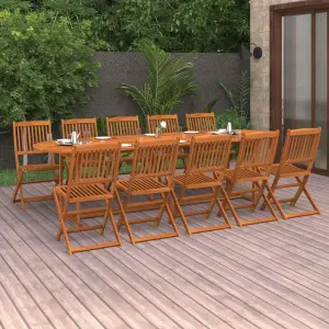 Meble ogrodowe 11-cz. z litego drewna akacjowego stół 280x90x75 cm