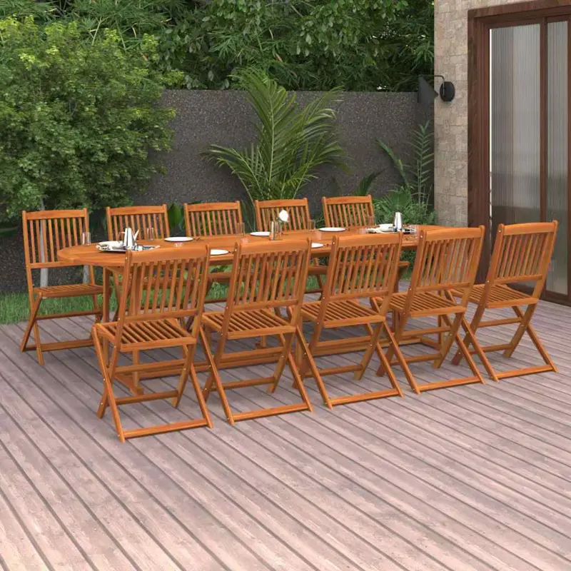Meble ogrodowe 11-cz. z litego drewna akacjowego stół 280x90x75 cm