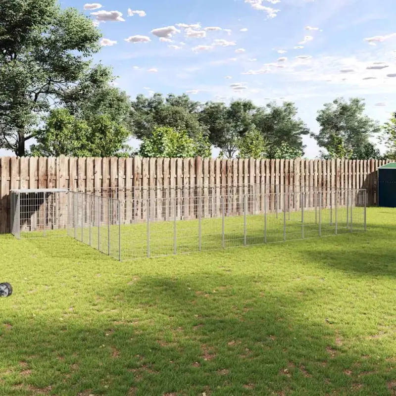 Kojec dla psa, srebrny, 25,41 m², stalowy