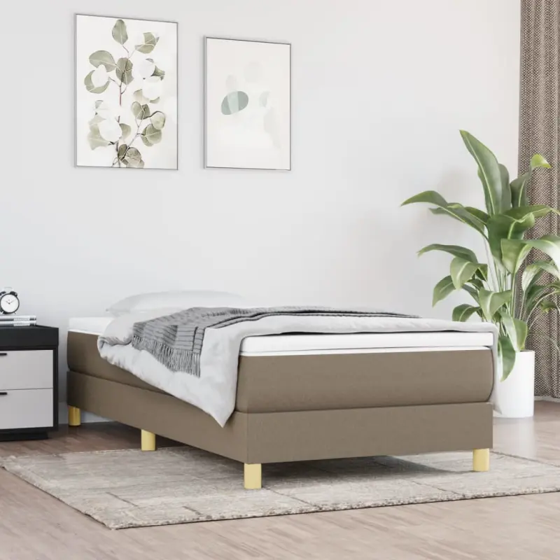 Łóżko kontynentalne Taupe 90x200 cm Tkanina