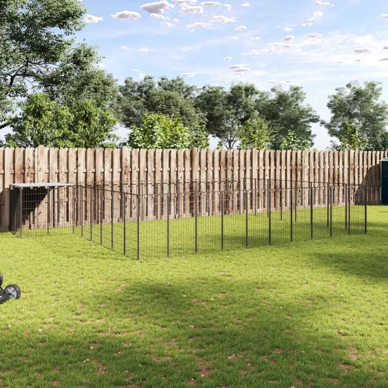 Kojec dla psa, czarny, 25,41 m², stalowy