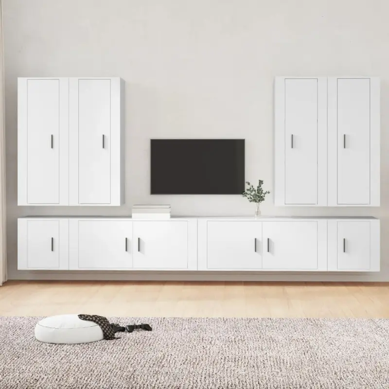 8-częściowy zestaw szafek telewizyjnych, biały