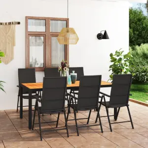 Meble ogrodowe 7-częściowe czarno-brązowe z rattanem PE i aluminium