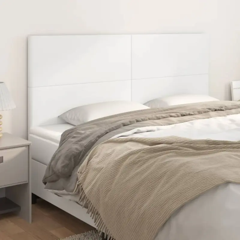 Zagłówek biały 180x5x118/128 cm skóra ekologiczna