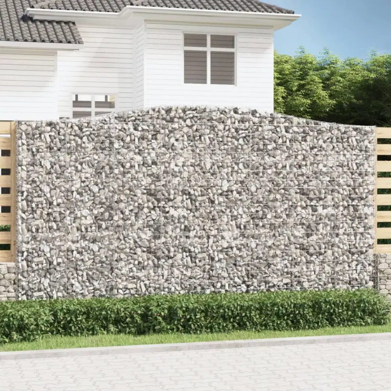 Kosze gabionowe, 8 szt, 400x50x220/240 cm, galwanizowane żelazo
