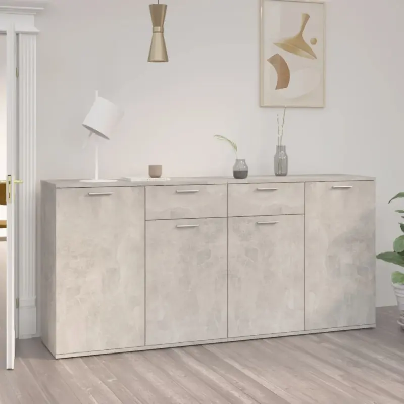 Szafka, szarość betonu, 160x36x75 cm, materiał drewnopochodny