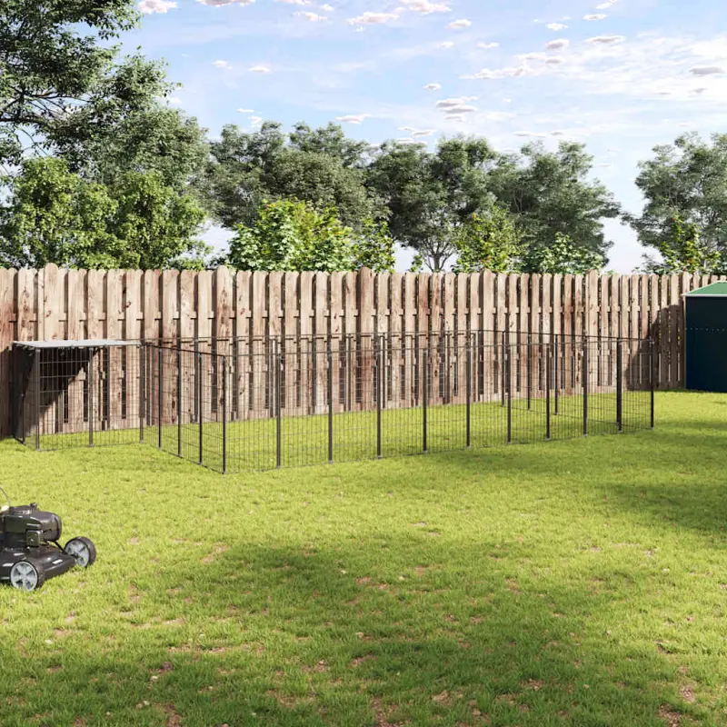 Kojec dla psa, czarny, 19,36 m², stalowy