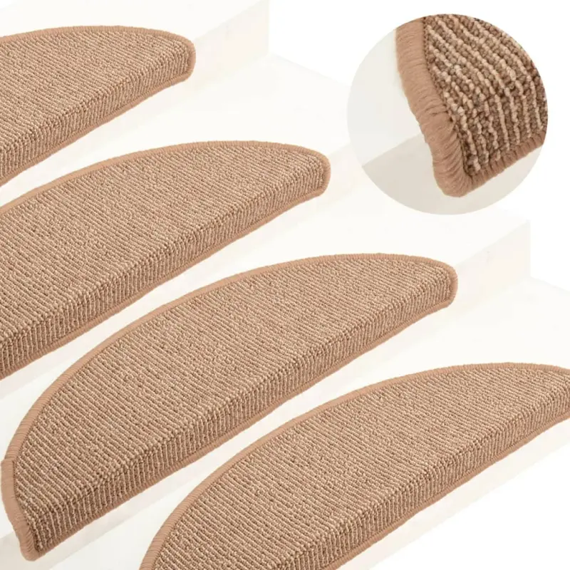 Maty na schody 15 szt. 56x17x3 cm Jasnobrązowe półokrągłe