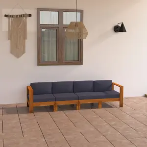Meble ogrodowe 4-osobowa sofa z litego drewna akacjowego i ciemnoszarymi