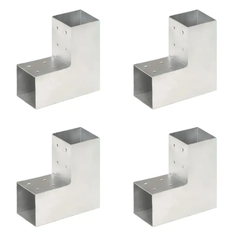 Łączniki w kształcie L, 4 szt., galwanizowany metal, 81x81 mm