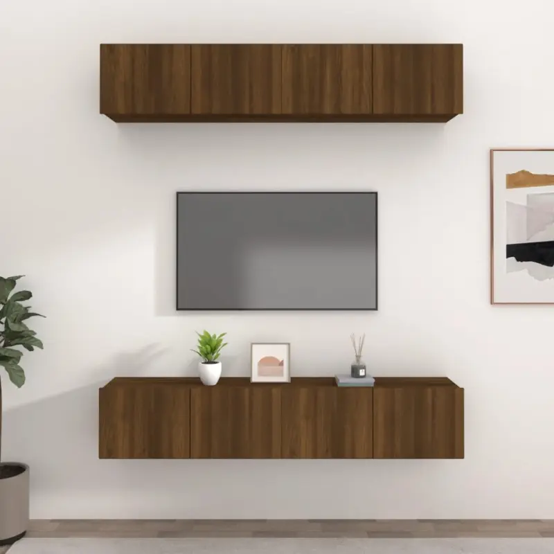 Szafki TV, 4 szt., brązowy dąb, 80x30x30 cm