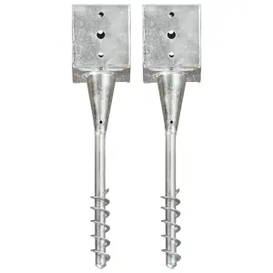 Kołki gruntowe, 2 szt., srebrne, 12 x 12 x 56 cm, stal
