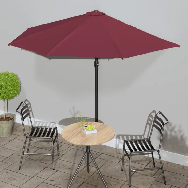 Półparasol balkonowy, aluminiowy słupek, bordo, 300x155x223 cm