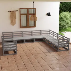 Meble ogrodowe z litego drewna sosnowego 10-cz. zestaw wypoczynkowy szary