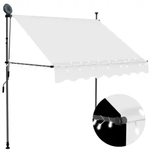 Ręcznie zwijana markiza z LED, 100 cm, kremowa