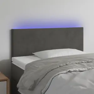 Zagłówek do łóżka z LED, ciemnoszary, 80x5x78/88 cm, aksamit