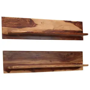 Półki ścienne, 2 szt., 118 x 26 x 20 cm, lite drewno akacjowe