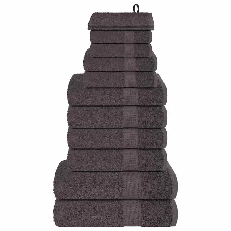 12-cz. zestaw ręczników, FROGN, antracyt, 360 g/m²
