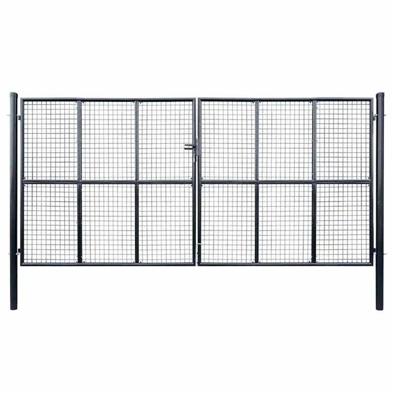 Brama ogrodowa z siatki ocynkowanej, stal 400x200 cm, szara