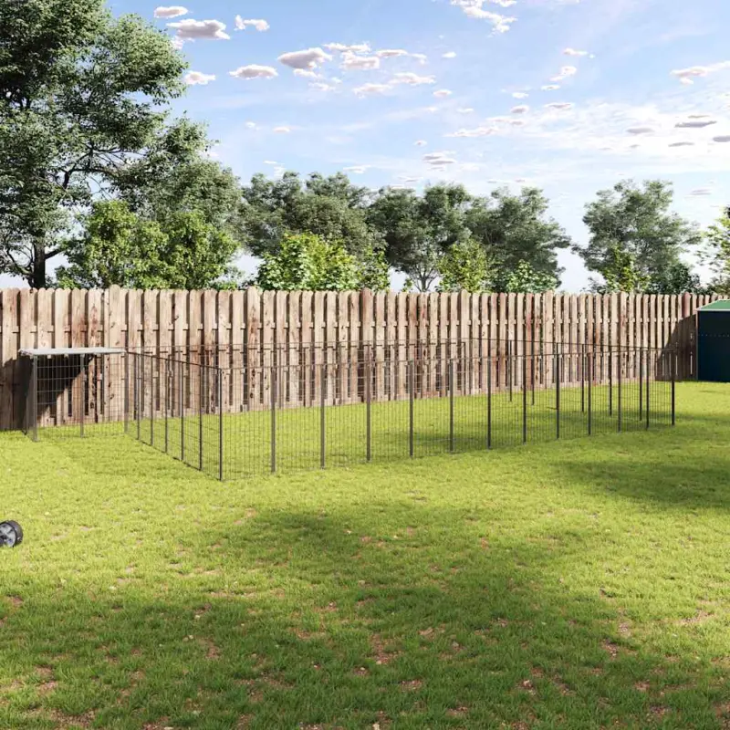 Kojec dla psa, czarny, 30,25 m², stalowy