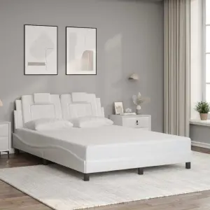 Rama łóżka, Viana, bez materaca, biała, 120x200 cm, sztuczna skóra