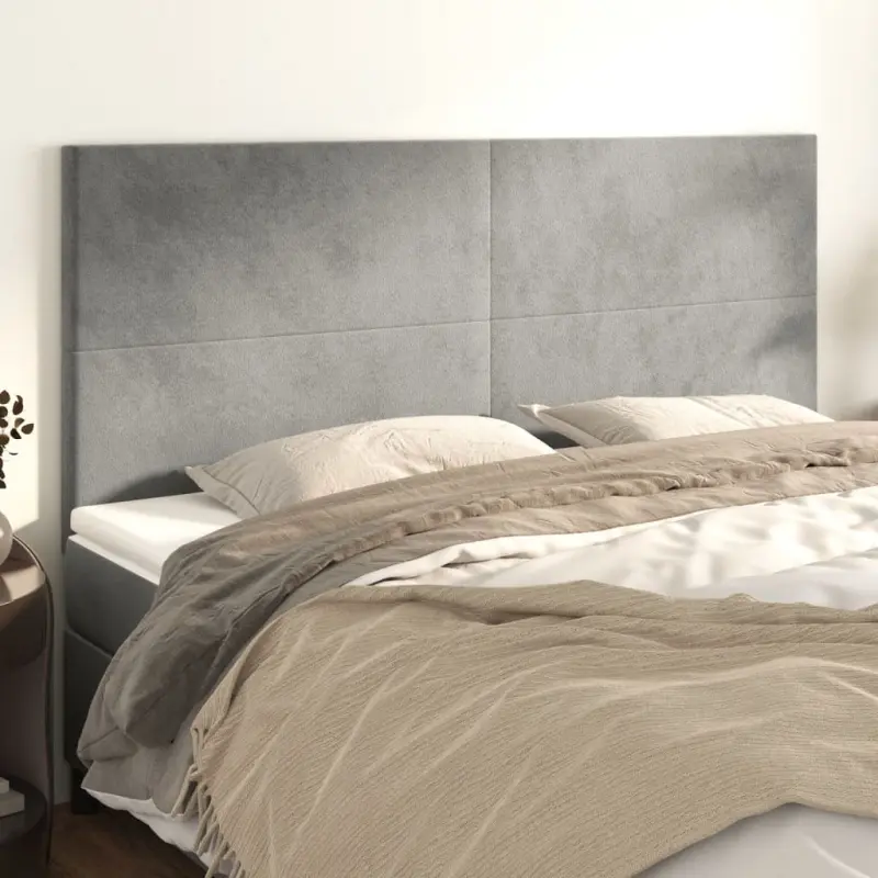 Zagłówek jasnoszary 200x5x118/128 cm aksamit