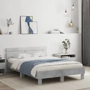 Rama łóżka z wezgłowiem i LED, szarość betonu, 120x200 cm