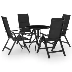 Meble ogrodowe 5-cz. zestaw bistro aluminiowy czarny i antracytowy