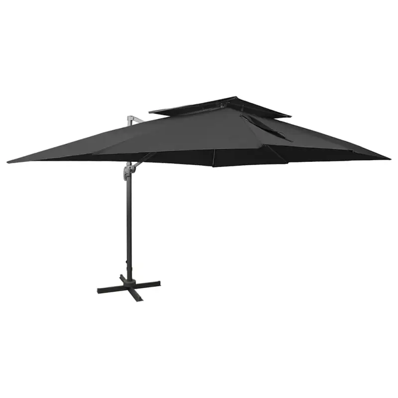 Parasol ogrodowy Cantilever z podwójnym blatem, czarny, 400x300 cm