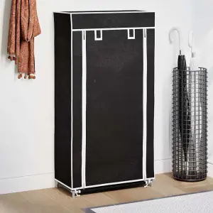 Materiałowa szafa na buty z osłoną, 58x28x106 cm, czarna
