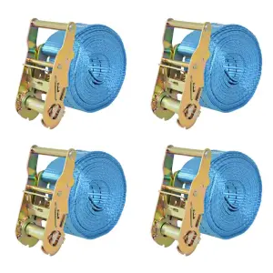 Taśmy mocujące z napinaczami, 4 szt., 2 T, 6m x 38mm, niebieski