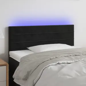 Zagłówek do łóżka z LED, czarny, 100x5x78/88 cm, aksamit