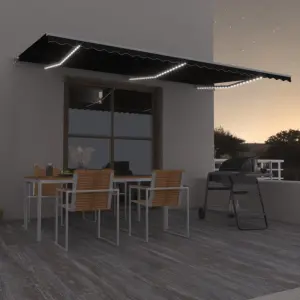 Ręcznie zwijana markiza z LED, 600x350 cm, antracytowa