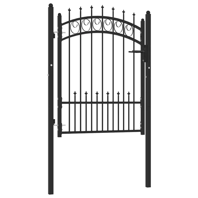 Brama ogrodzeniowa EMMEN z kolcami stalowa 104x109,5 cm czarna