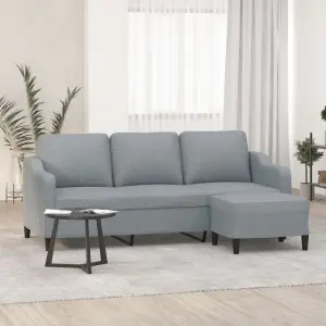 3-osobowa sofa z podnóżkiem, jasnoszara, 180 cm, tkaniną