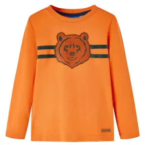 Koszulka dziecięca z długimi rękawami, ciemny pomarańcz, 128