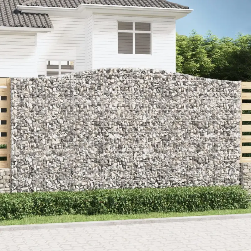 Kosze gabionowe, 4 szt, 400x30x220/240 cm, galwanizowane żelazo