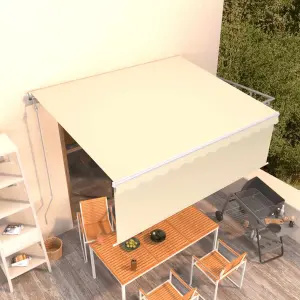 Automatycznie zwijana markiza z zasłoną, 4x3 m, kremowa