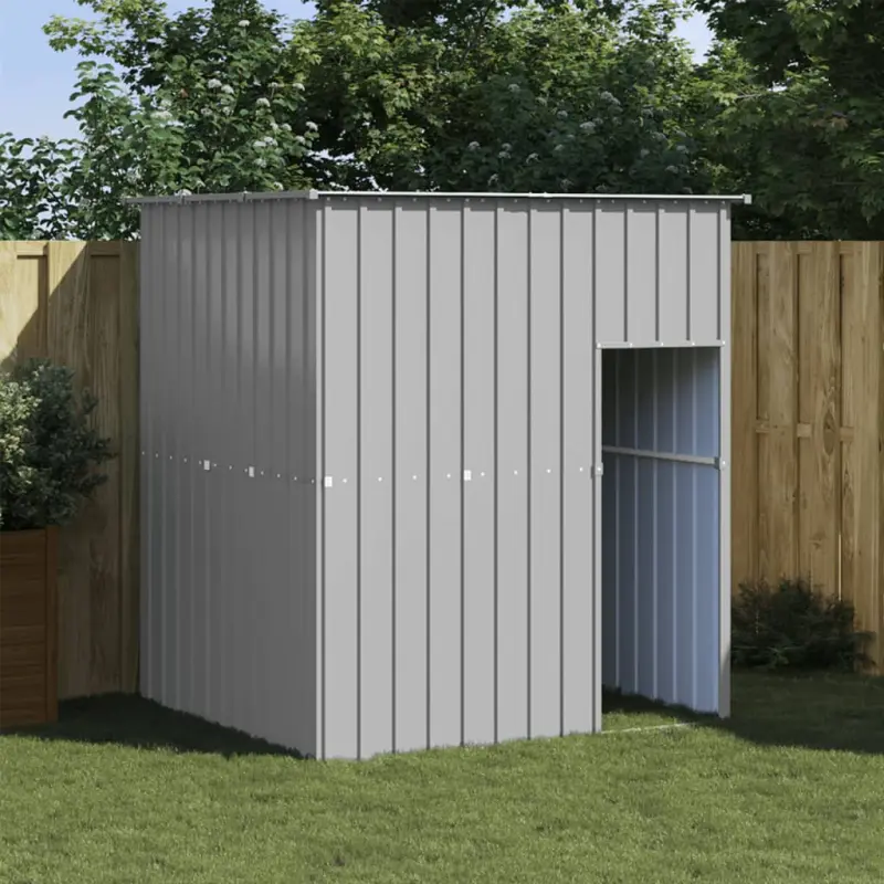 Buda dla psa, z dachem, szara, 165x153x181 cm, stal